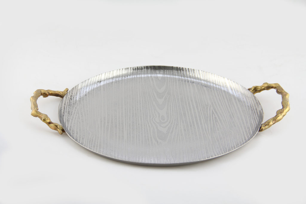 Silver Tray with Gold Handles | Landau Gift Shop Online Synagogue ...