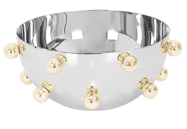 Boker Tov Silver Bowl with Gold Balls