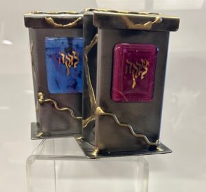 Gary Rosenthal Metal and Glass Tzedakah Box